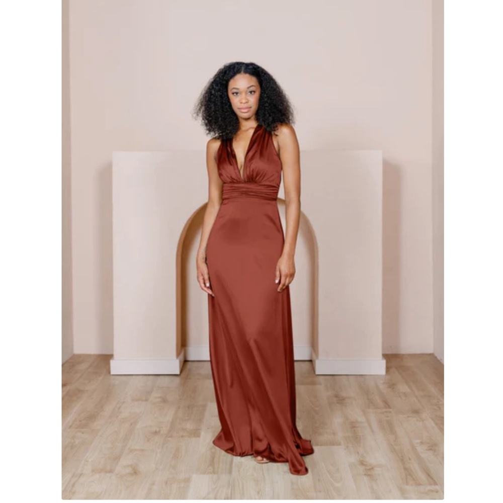 Revelry Satin Halter Wedding Dress in Cinnamon Rose